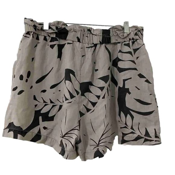 Jane & Delancey 100% Lyocell Tropical Leaf Print Beachy High Waist Shorts M Gray - Picture 2 of 9
